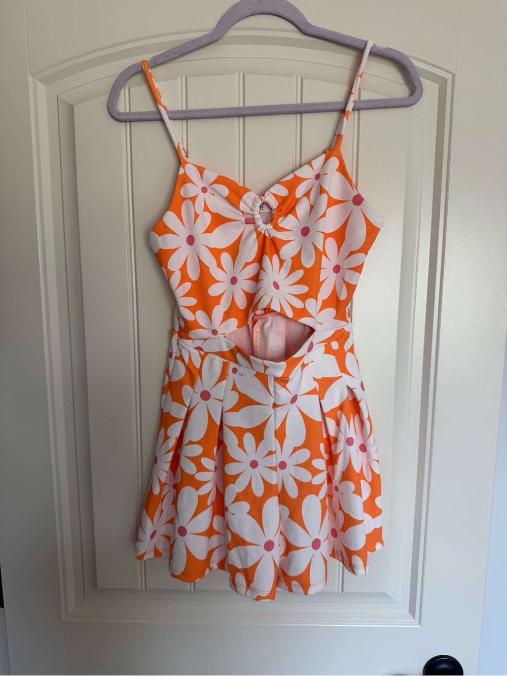 Floral Cutout Orange Romper